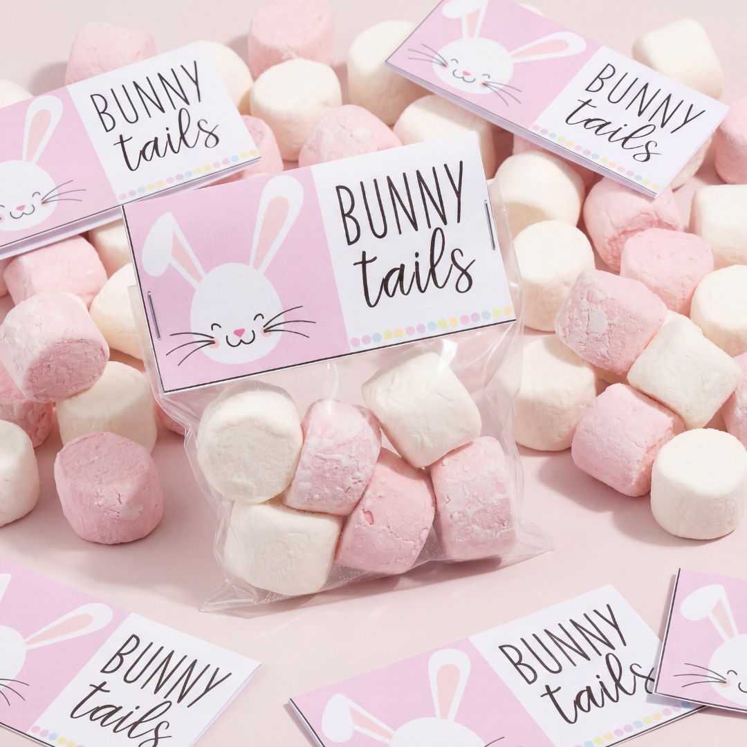 Easter Gift Tags for Students (and Colleagues) Bunny Tail Bag Toppers