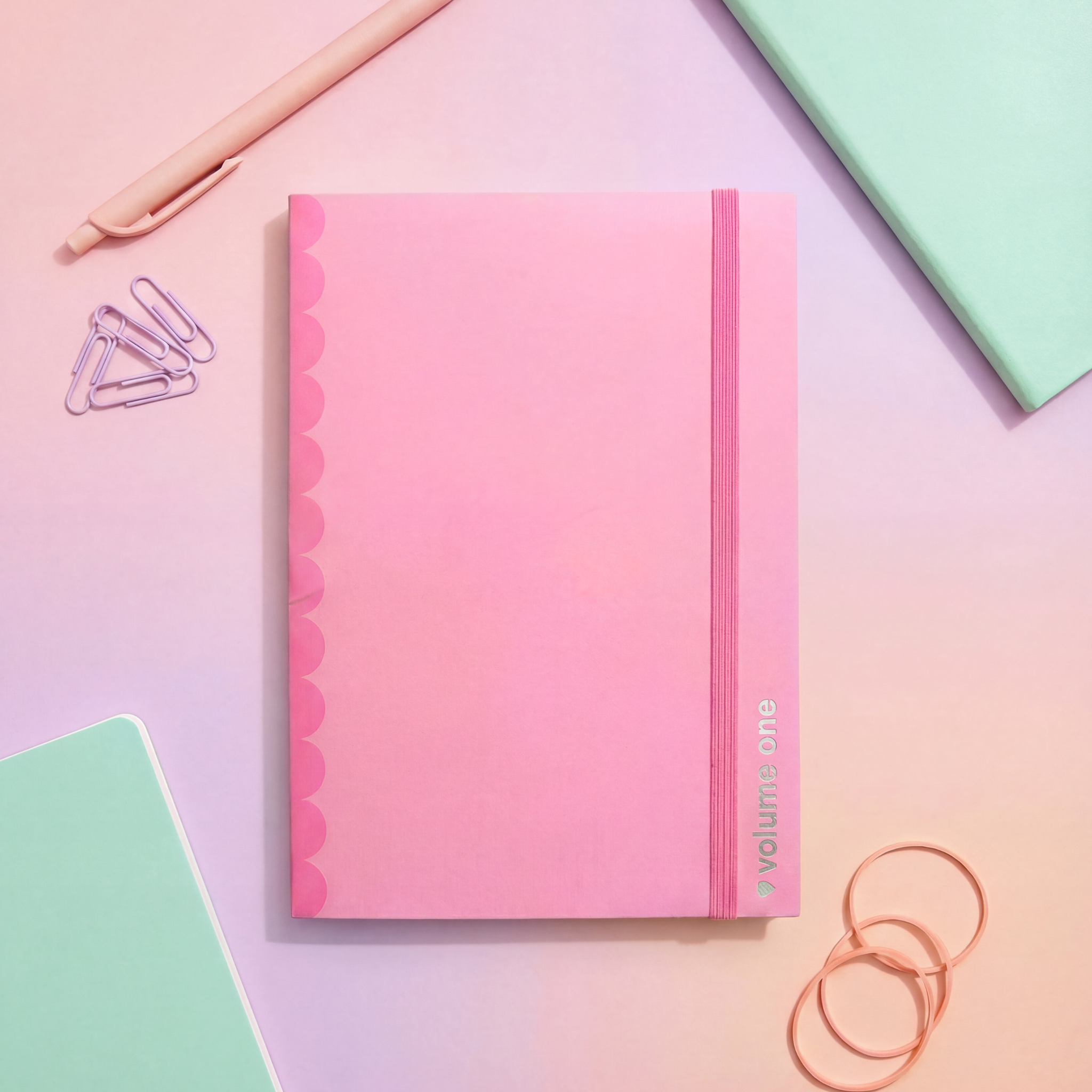 Pink sticker book Volume 1 for students, planner sticker storage notebook with elastic band, pastel school stationery
