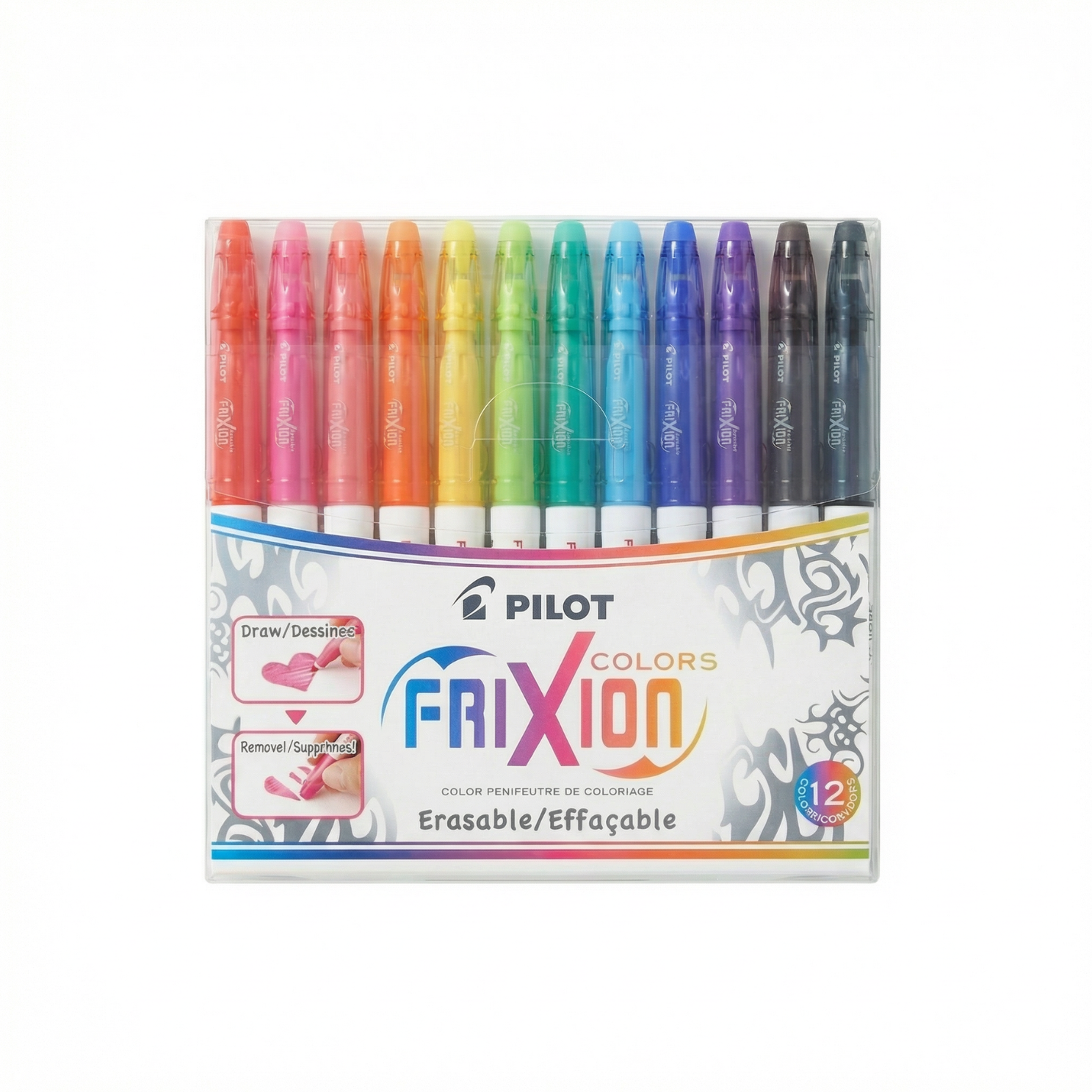 Teacher erasable marker pens 12 pack Pilot Frixion Colors, colourful teacher pens for classroom activities, marking and mistake-free learning