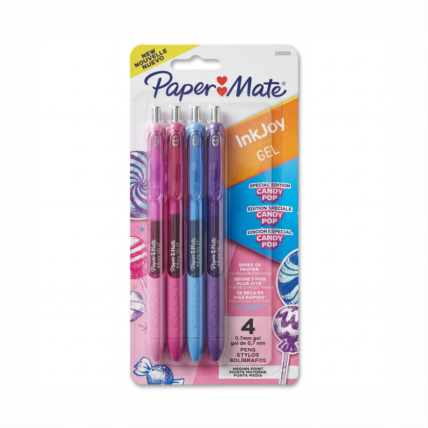 Teacher gel pens 4 pack Paper Mate InkJoy gel 0.7mm Candy Pop colours, smooth writing pens for teacher marking, notes and everyday classroom use