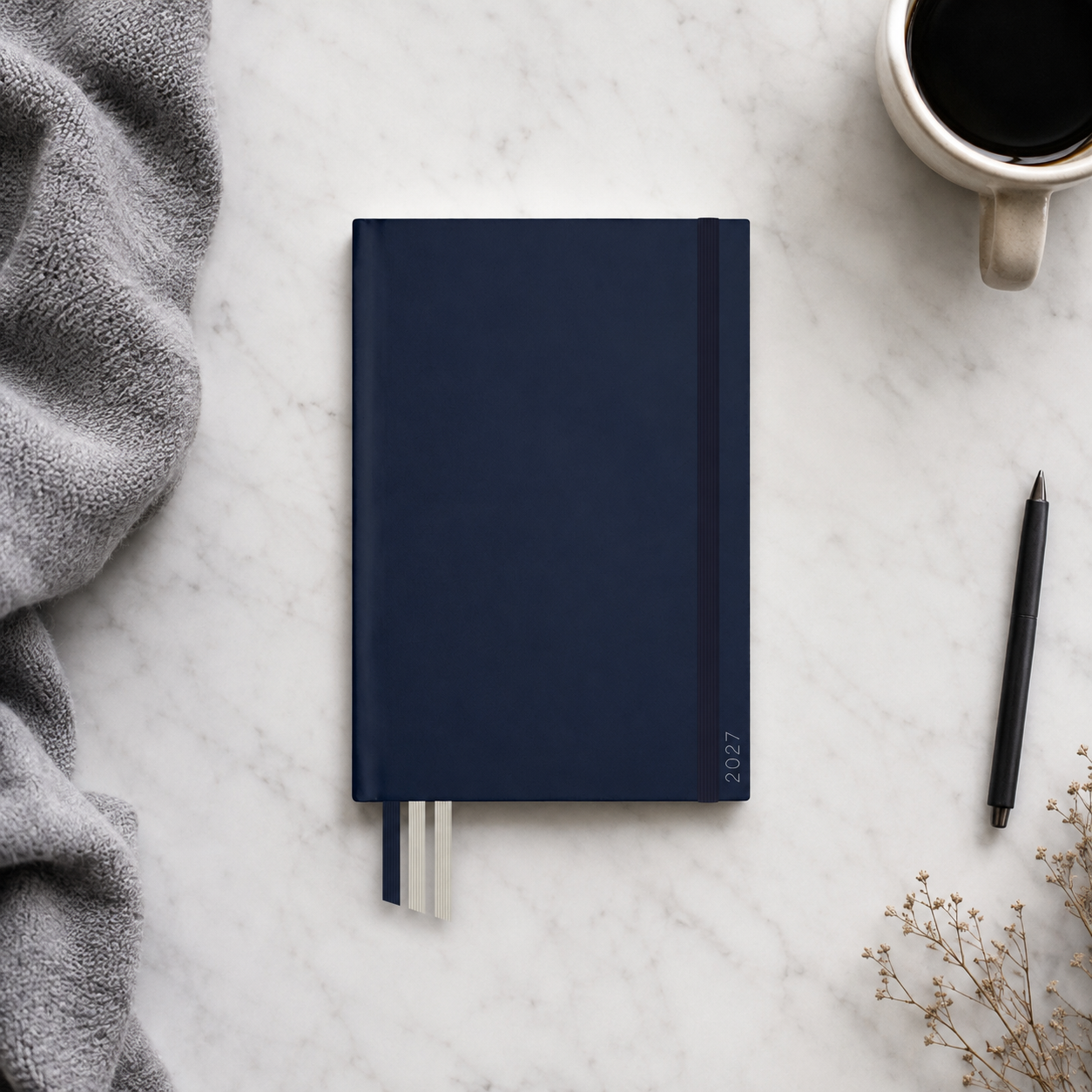 2027 Midnight Slimline Classic Weekly Teacher Planner styled lifestyle scene