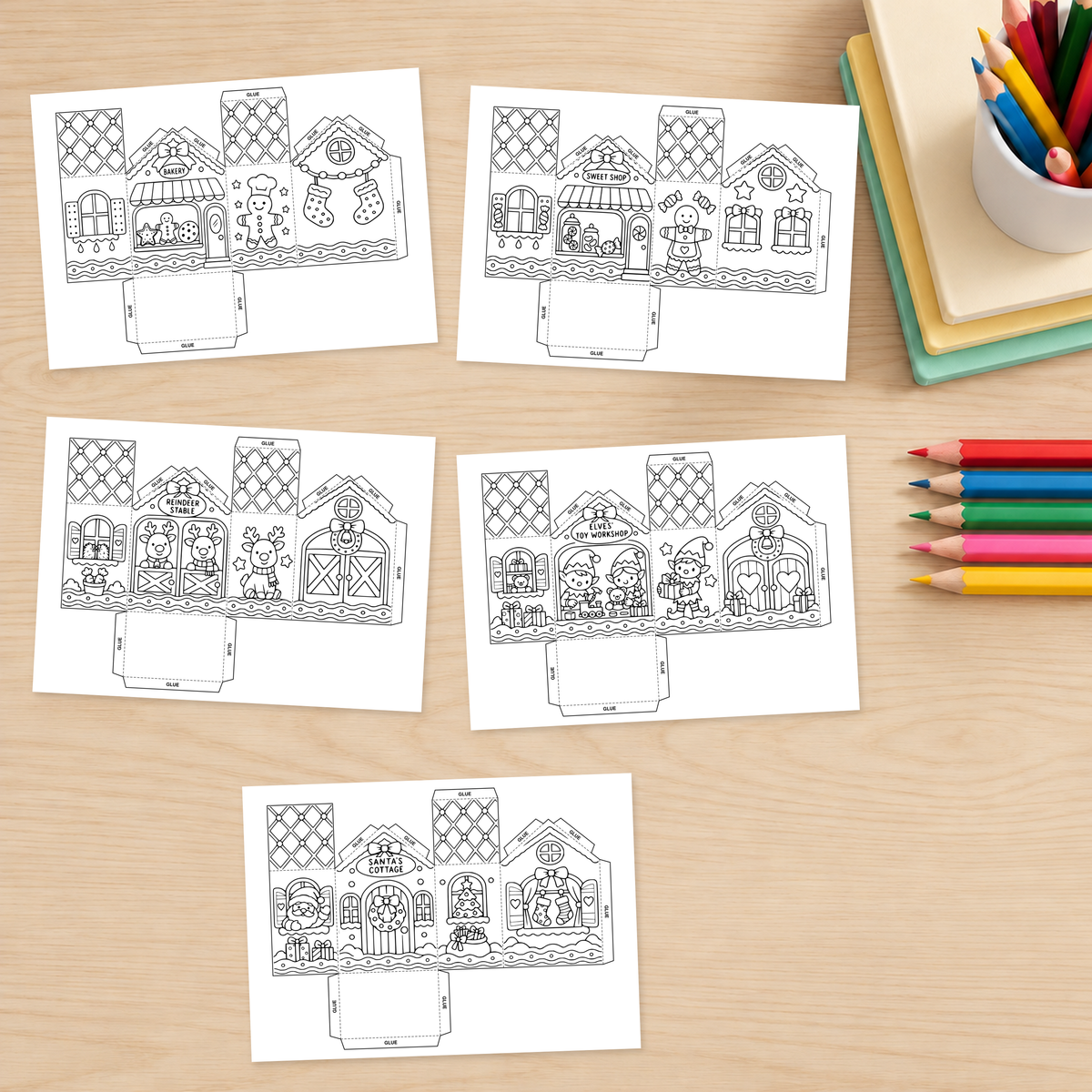 Christmas Village Craft | Printable 3D Paper Houses