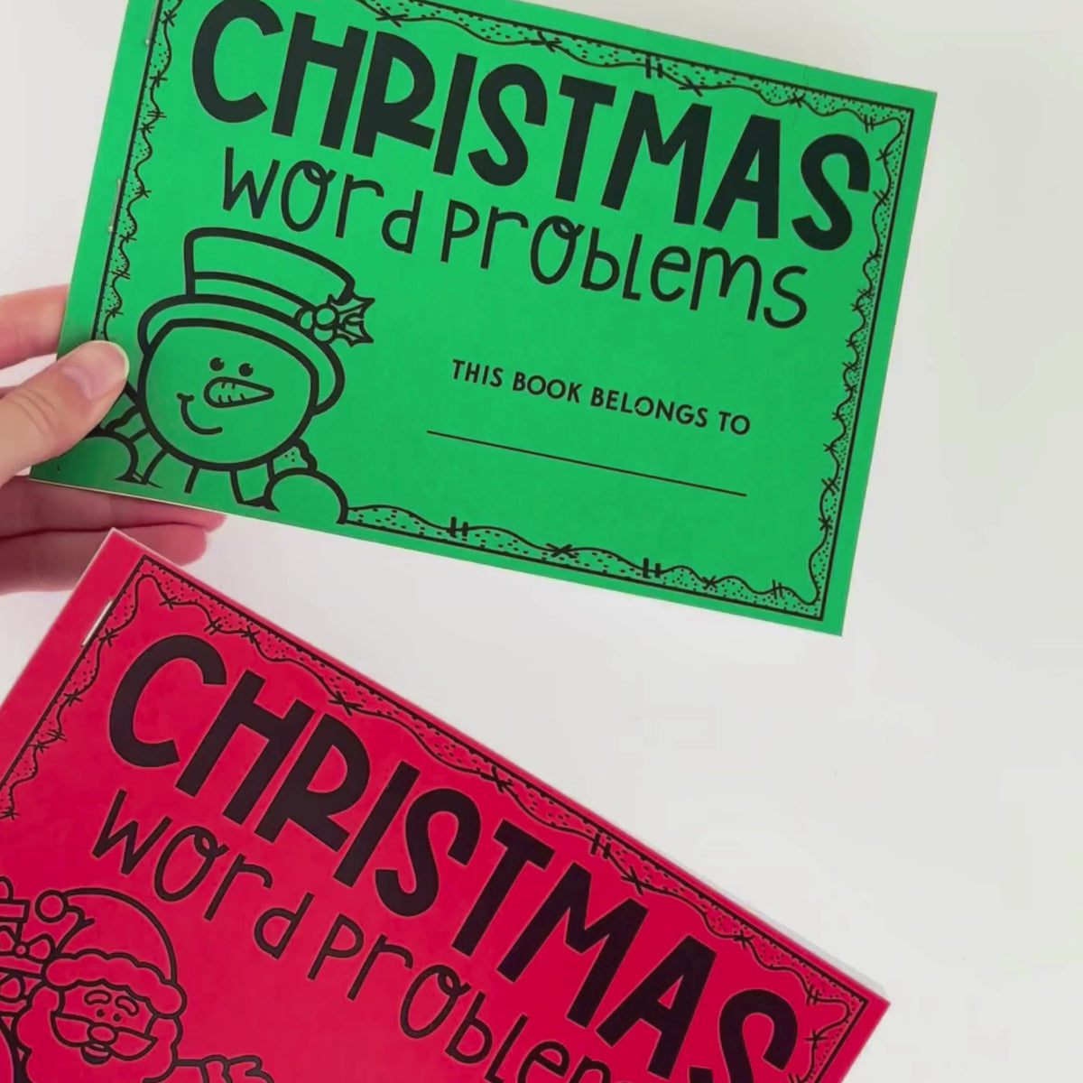 Flick-through video of the 25 Christmas Word Problems Year 1 pack.
