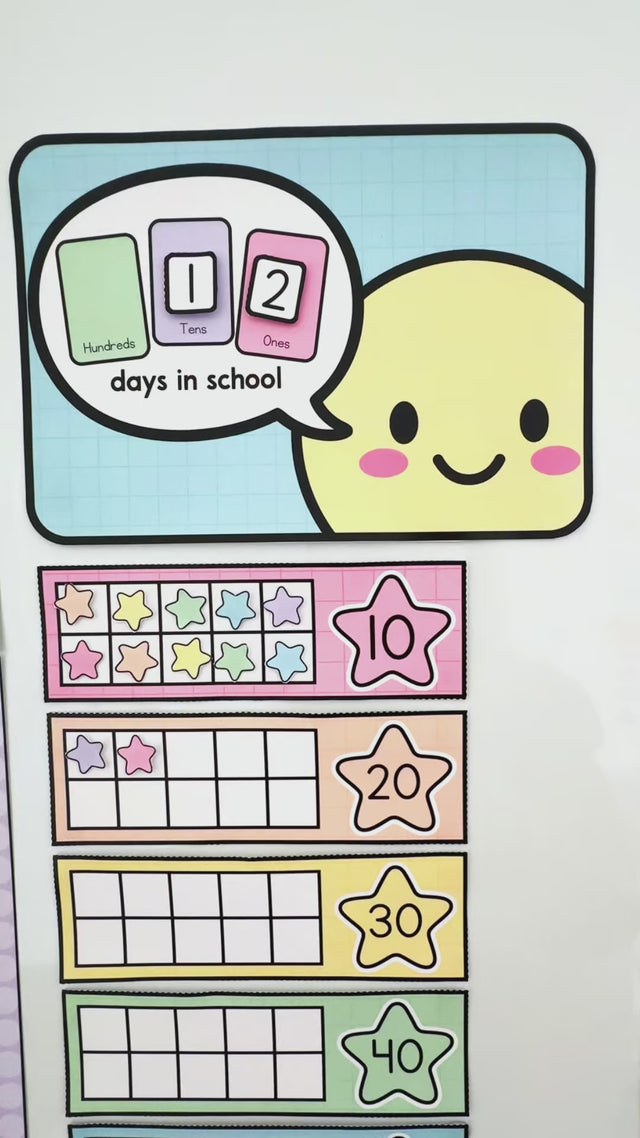 Printable days in school counter classroom display shown up close