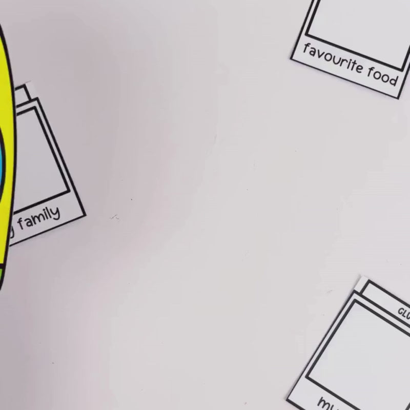 Students create personalised Back to School All About Me Snaps by decorating camera templates with photos, drawings and mini clipart.