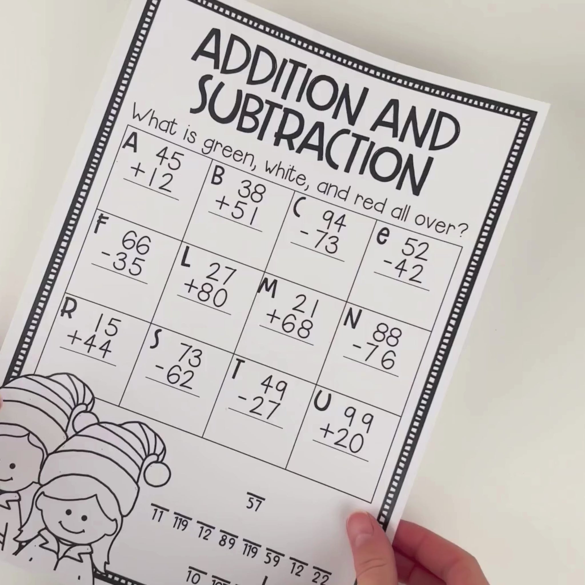 Christmas Addition & Subtraction Crack the Code