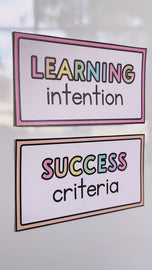 Printable learning intentions classroom display shown up close
