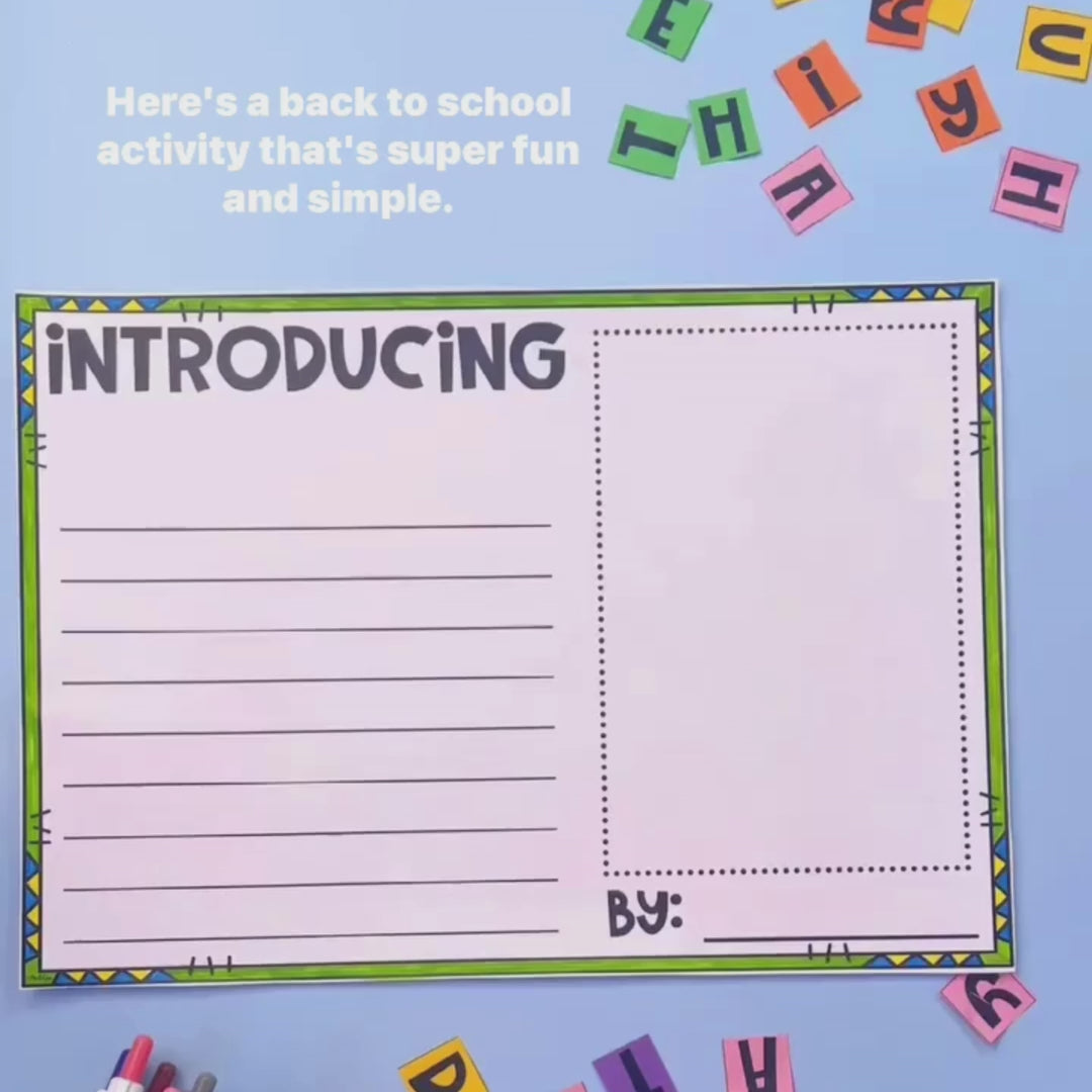Woman demonstrating and explaining the Back to School Classmate Interview printable for teachers, highlighting interactive features and usage tips.