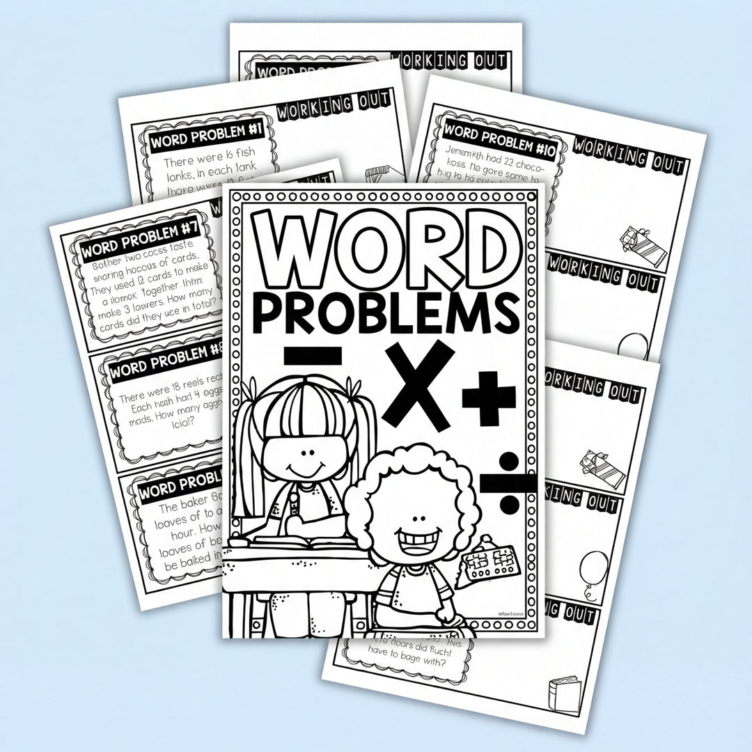 Digital download of Word Problems for Grades 3 and 4, featuring worksheets aimed at enhancing students' math skills, designed for teachers